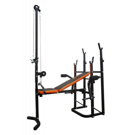 V-fit STB09-4 Folding Weight Bench with Lat Tower and Squat Stand