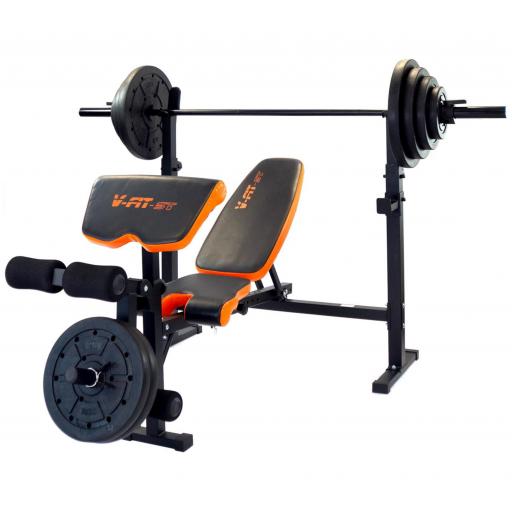 V-fit Olympic Weight Bench and 100kg Olympic Weight Set - OFFER PRICE £289.99